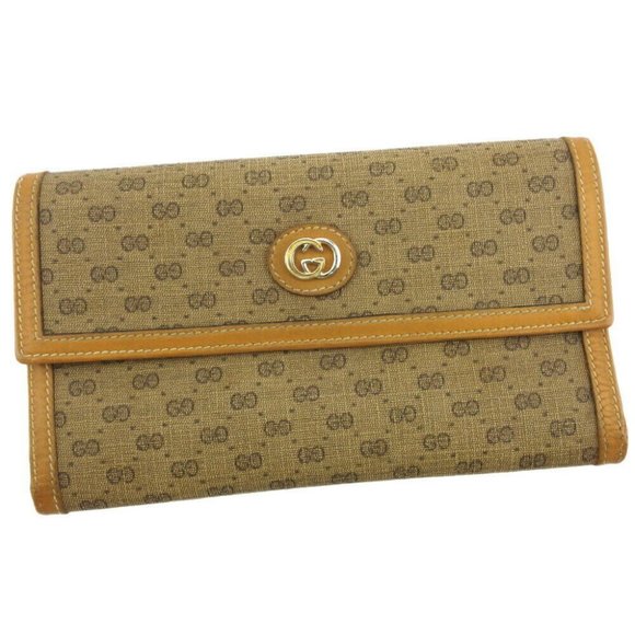 Authentic GUCCI wallet micro GG beige PVC �~ leather - Picture 1 of 9
